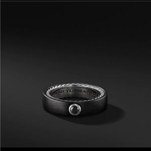 Black titanium and sterling silver Black diamond, 0.20 total car weight Size 10